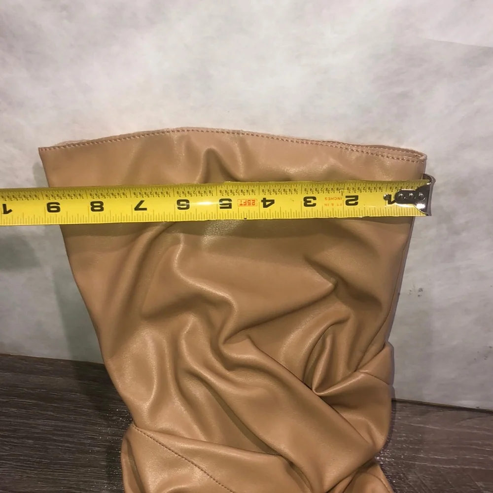 SCHUTZ Ashlee Slouch Tan Leather Over-the-Knee Stiletto Boots New
